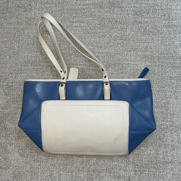 Coach Cadet Blue & Ivory Leather Satchel - Picture 4 of 14